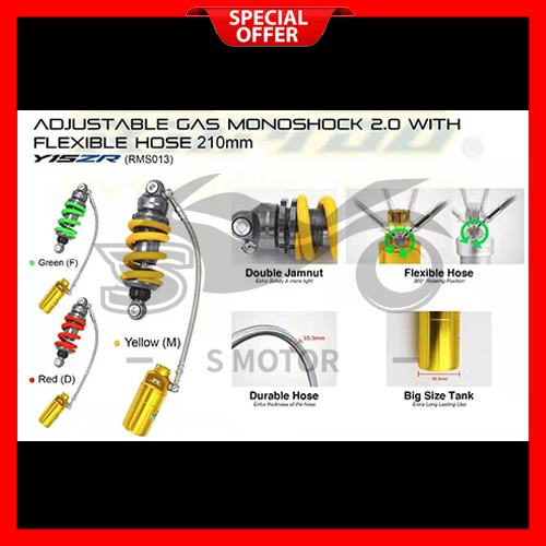 Monoshock with Flexible Hose 210mm - Y15ZR